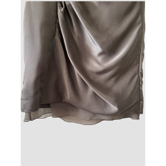 WHITE By VERA WANG Sheath Dress Gray Cocktail Bridesmaid Ruched Bow Zip Size 12 - Picture 6 of 8